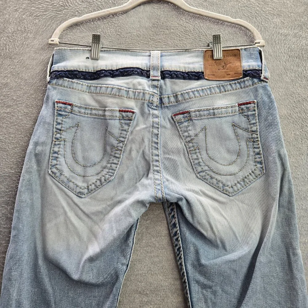 True Religion Men Jeans 30 Blue Denim Geno Relaxed Slim Light Wash 32